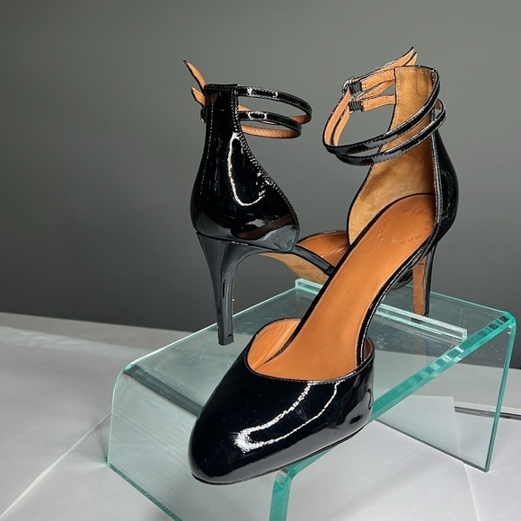 Marc by Marc Jacobs Sz 39 Black Patent Leather Double Ankle Strap Heels Pumps - Picture 3 of 12